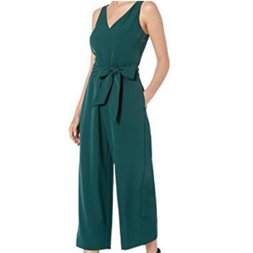Sam Edelman Size 6 Green Sleeveless wide leg Jumpsuit with tie
